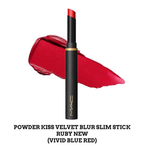 Mac Cosmetics Powder Kiss Velvet Blur Slim Stick Lipstick | Ruby New | Brand New - Picture 2 of 9